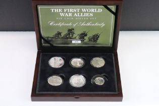 The First World War Allies silver six coin set, limited edition set 209 of 495, all coins