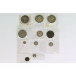 A collection of British King William IIII early milled silver and copper coins to include half