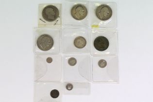 A collection of British King William IIII early milled silver and copper coins to include half