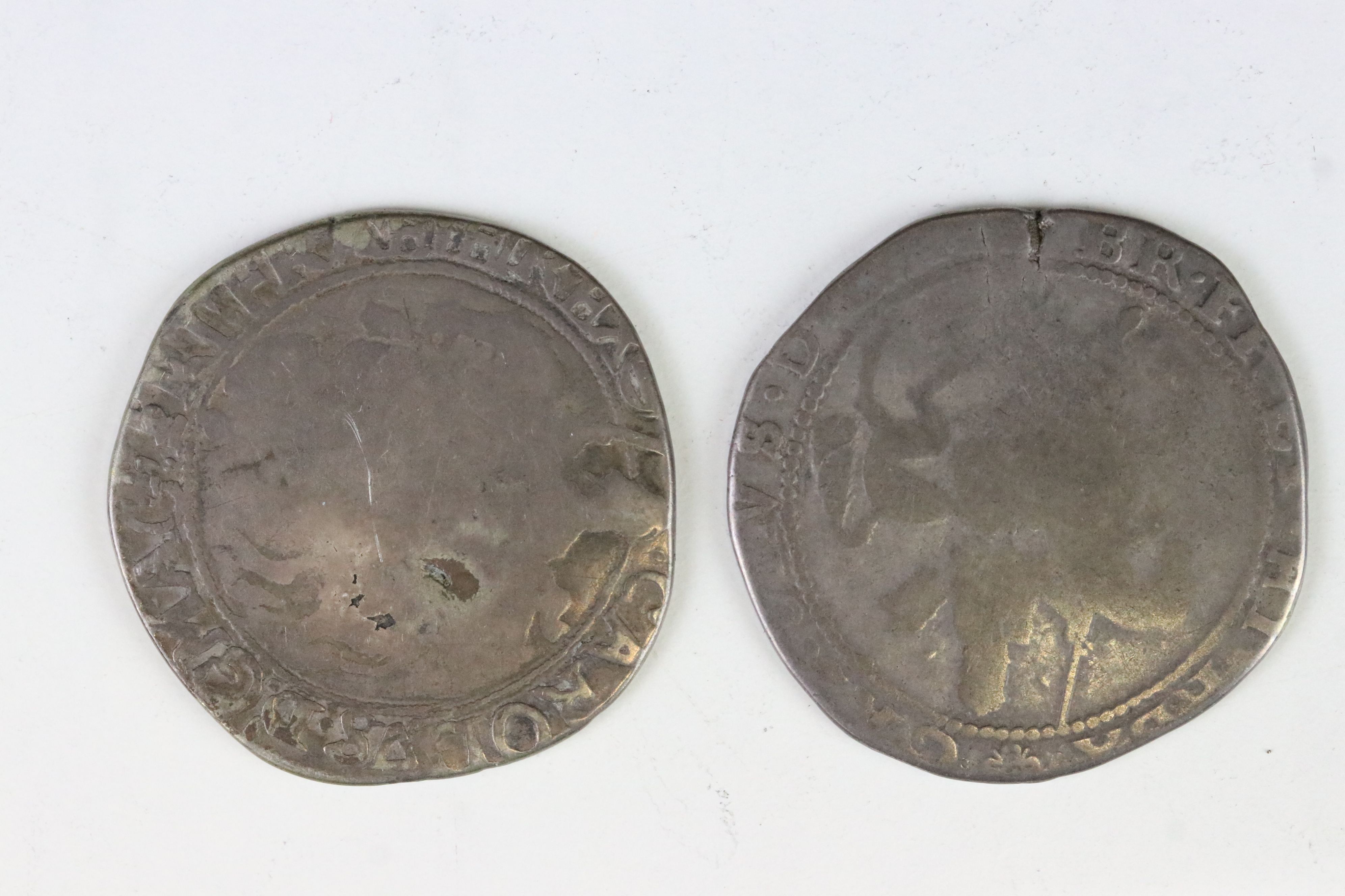 Two British King Charles I silver half crown coins. - Image 2 of 3