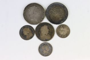 A Small Collection Of British Early Milled Silver Coins To Include King George III, King George IIII