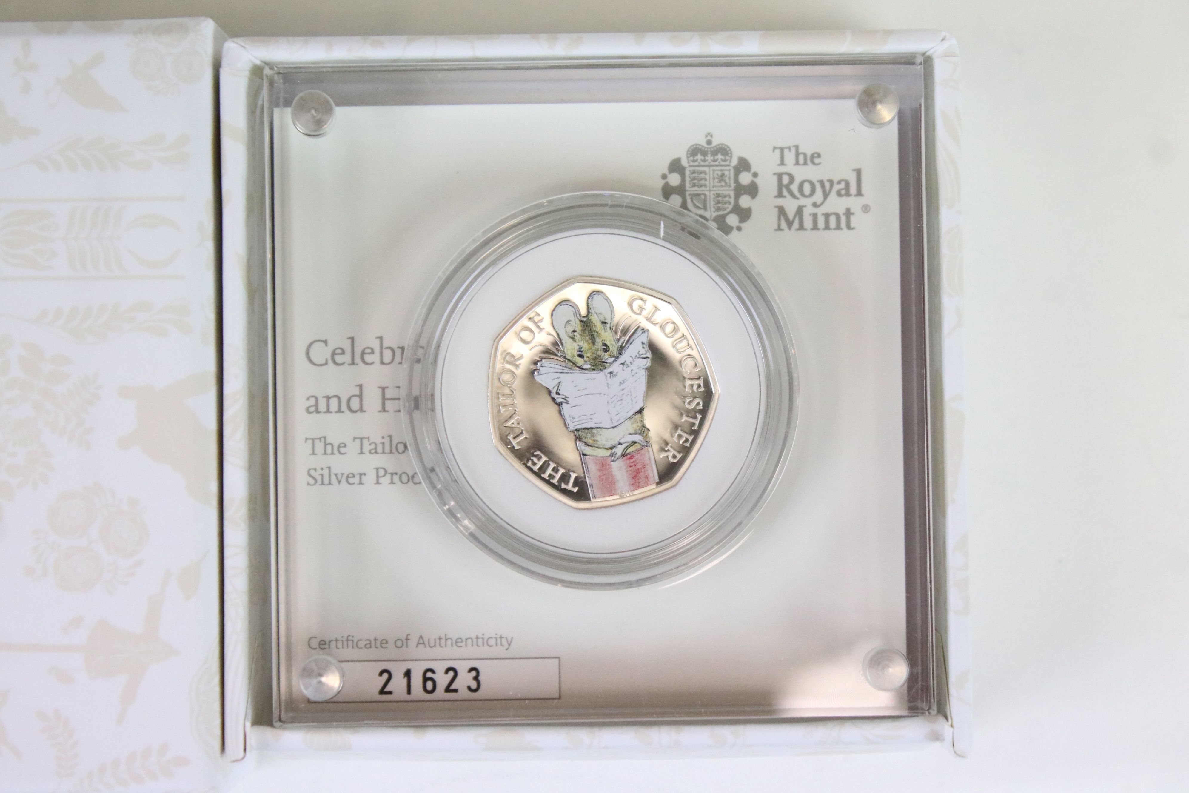 A collection of seven Royal Mint silver proof Beatrix Potter 50p coins to include Peter Rabbit, - Image 2 of 8