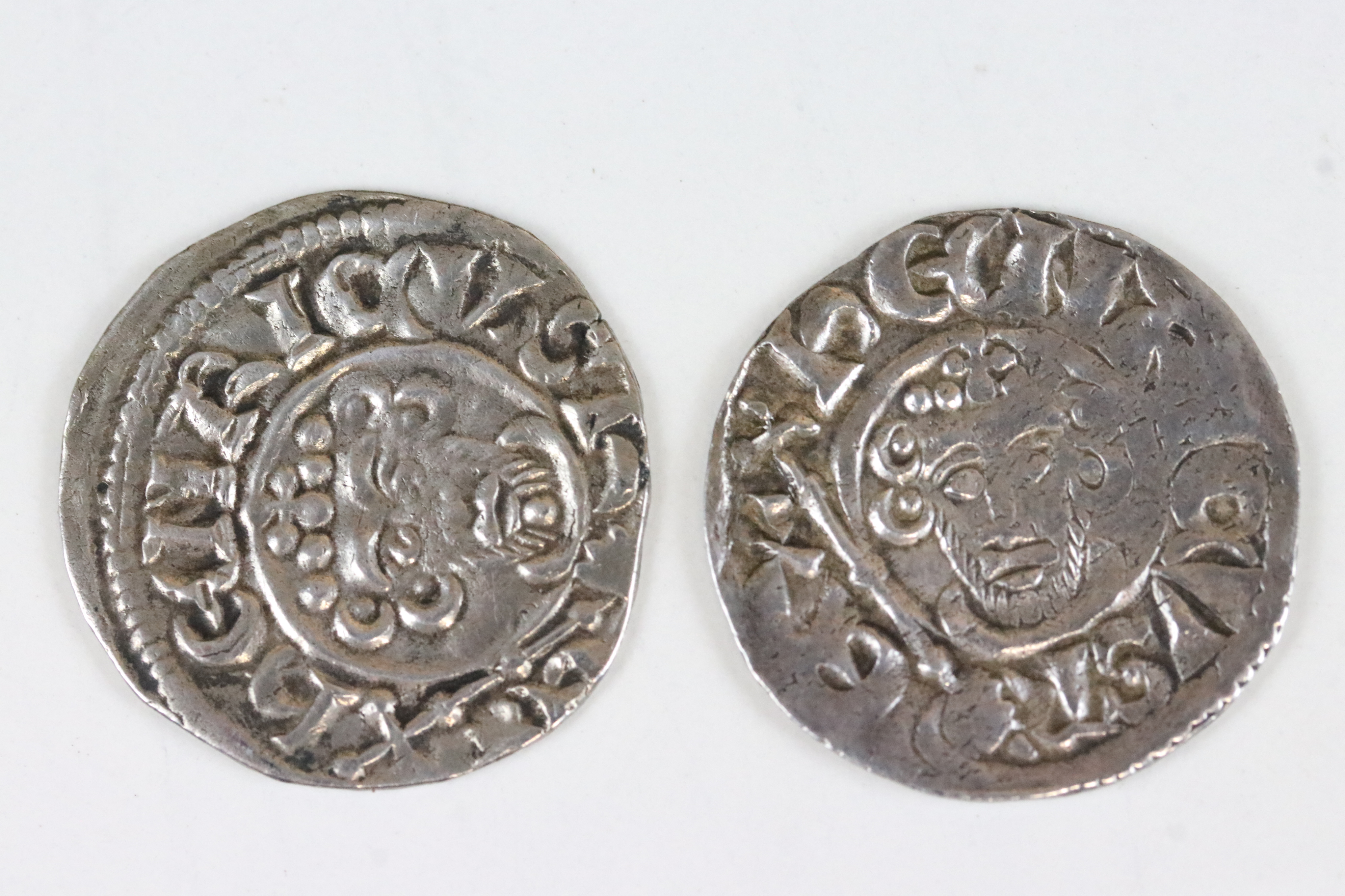 Two British King John short cross penny hammered silver coins (c.1199-1216). - Image 2 of 2