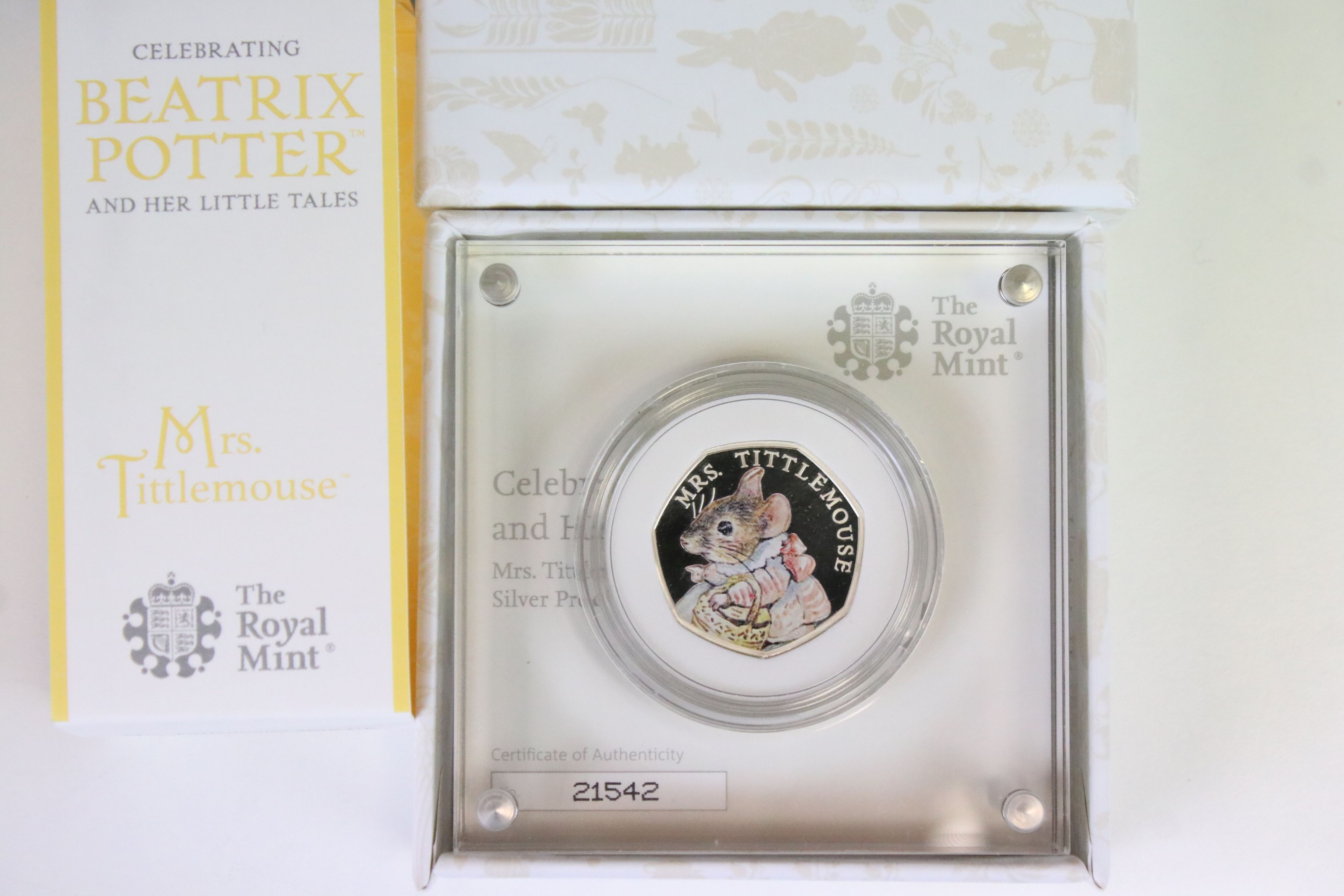 A collection of seven Royal Mint silver proof Beatrix Potter 50p coins to include Peter Rabbit, - Image 8 of 8