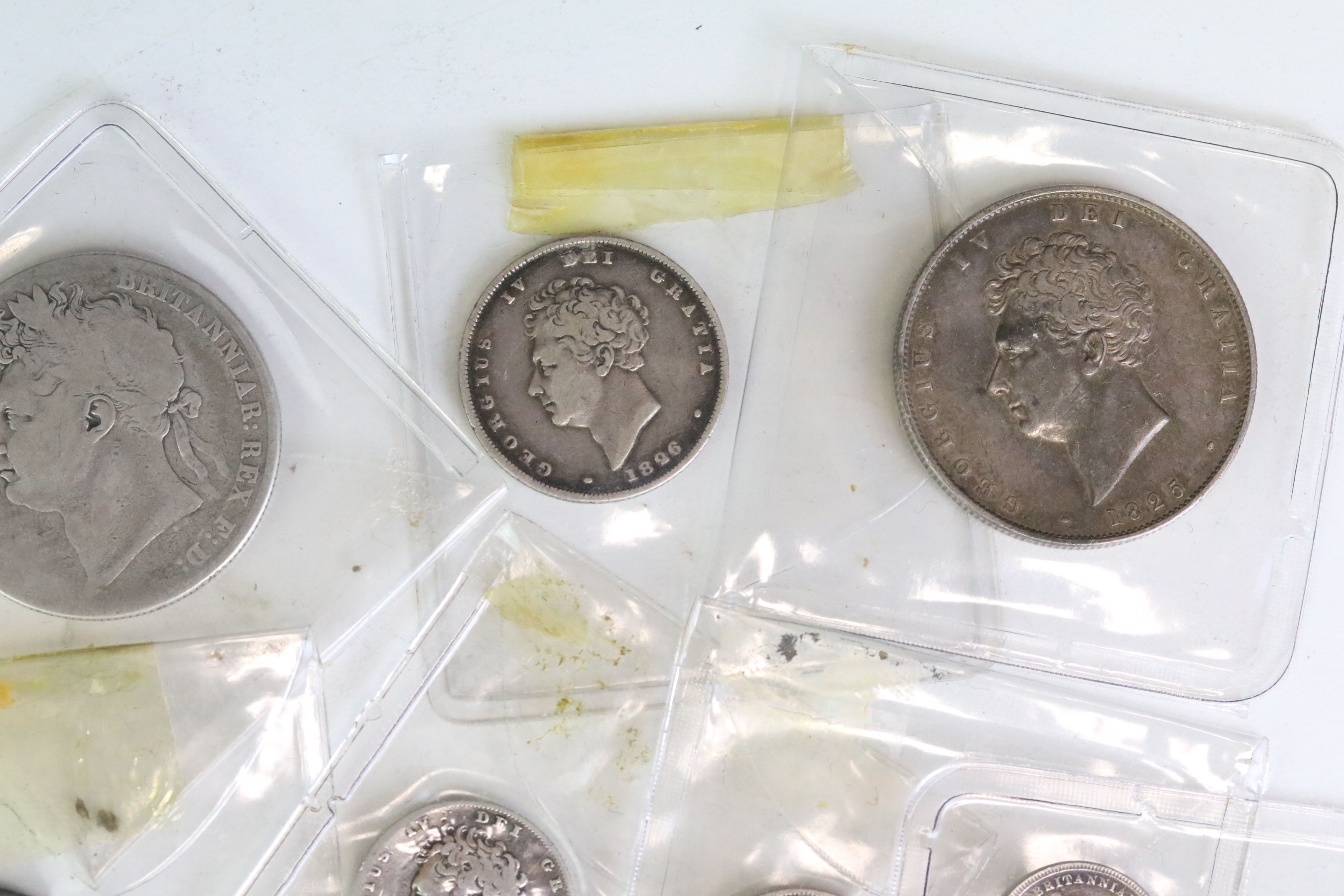 A collection of British King George IIII early milled silver and copper coins to include half crowns - Image 3 of 14