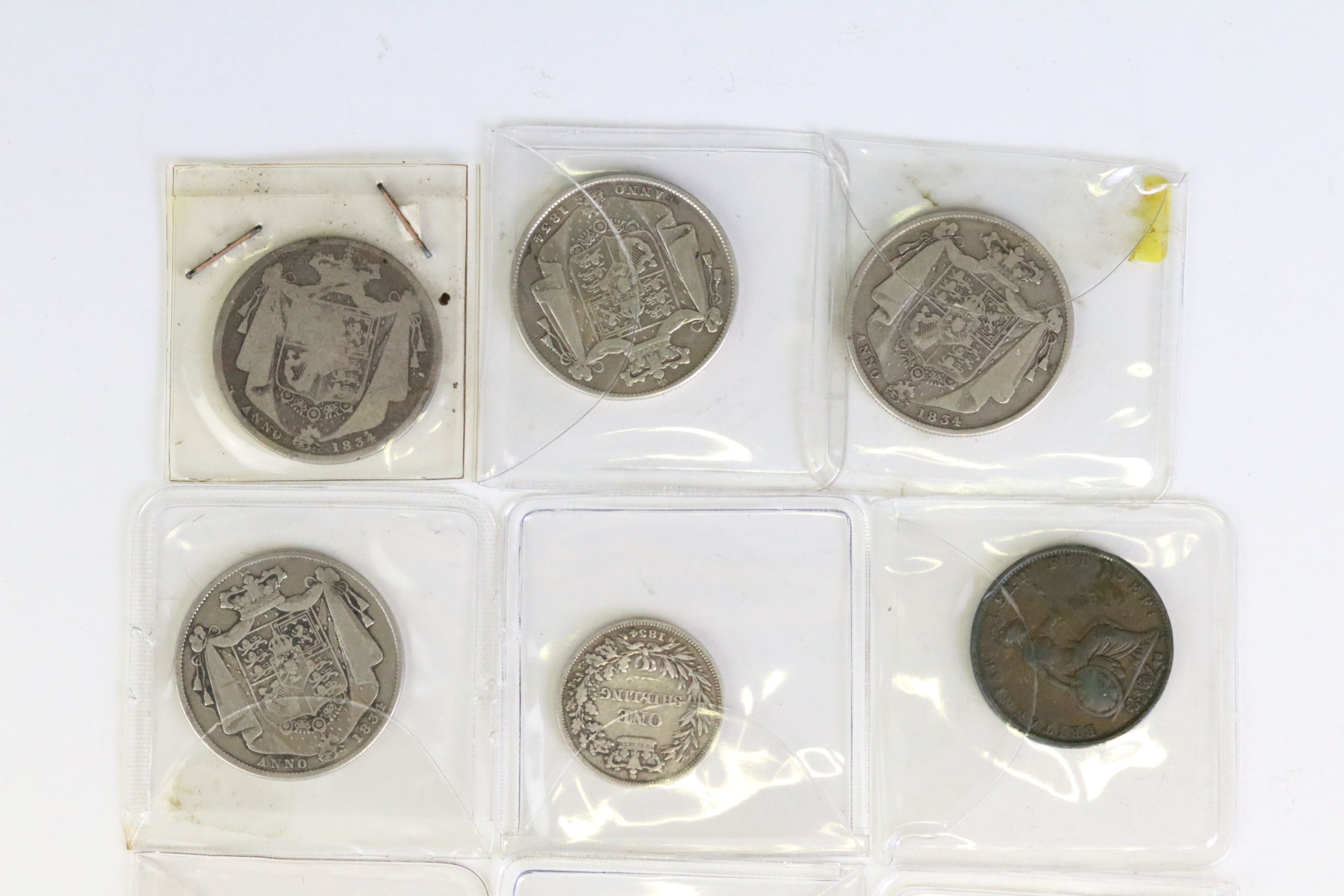 A collection of British King William IIII early milled silver and copper coins to include half - Image 13 of 14