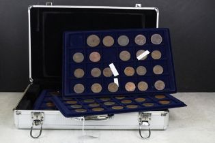 A collection of British pre decimal pennies to include Queen Victorian and King George III cartwheel