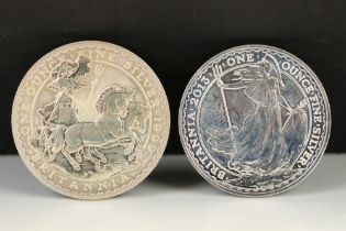 Two British Queen Elizabeth II fine silver £2 coins to include a 1999 and a 2013 example.