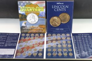 A Collection Of United States Of America Lincoln Cents, State Quarters And National Park Quarters