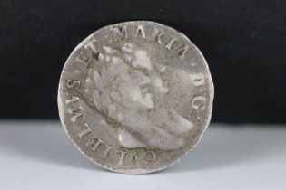 A British William And Mary 1689 Maundy Silver Threepence Coin.