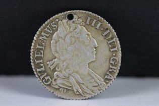 A British King William III 1698 Silver Sixpence Coin.