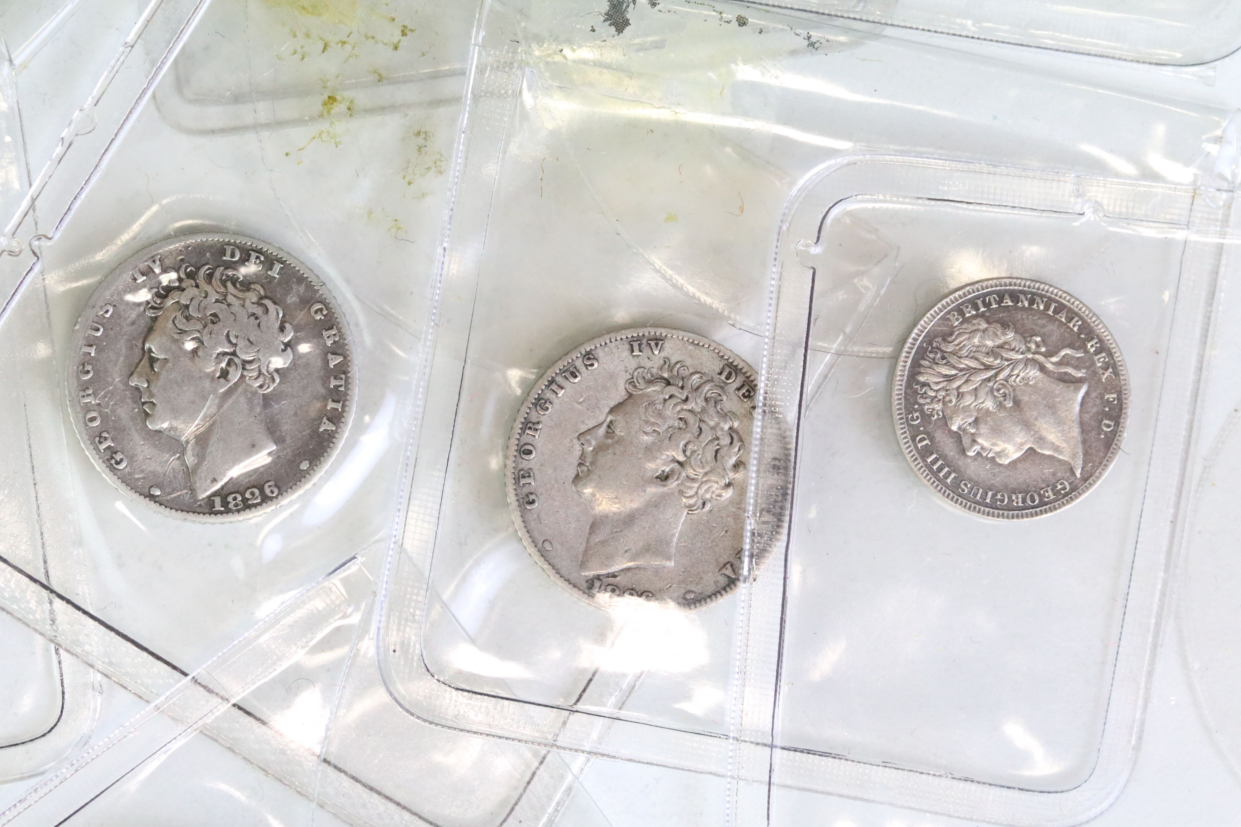 A collection of British King George IIII early milled silver and copper coins to include half crowns - Image 4 of 14