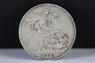 A British Queen Victoria 1900 Silver Full Crown Coin.