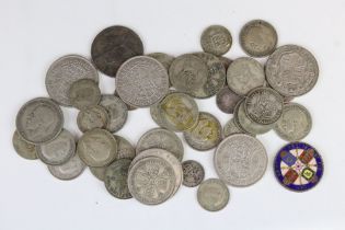 A small collection of British pre decimal silver coins to include pre 1947 and pre 1920 examples.