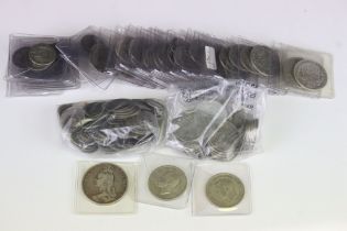 A Collection Of British Pre Decimal & World Silver Coins To Include A Victorian Full Crown Coin,