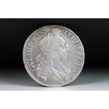 A British King William III early milled 1696 silver full crown coin.