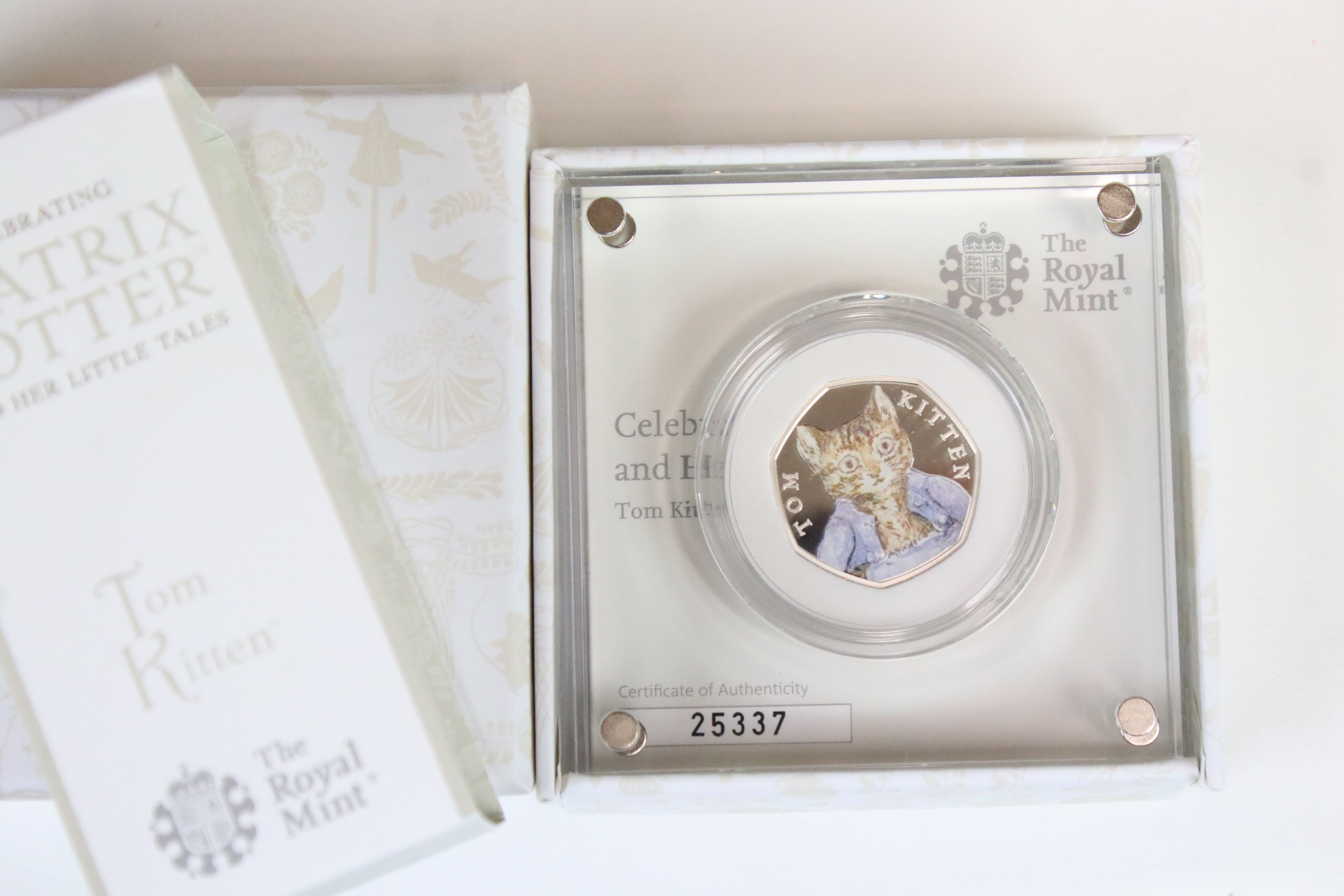 A collection of seven Royal Mint silver proof Beatrix Potter 50p coins to include Peter Rabbit, - Image 5 of 8