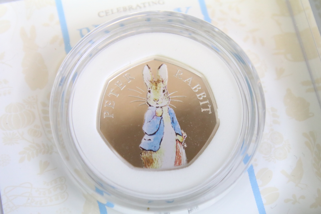 A collection of five United Kingdom Royal Mint Beatrix Potter silver proof 50p coins to include 2019 - Image 11 of 11