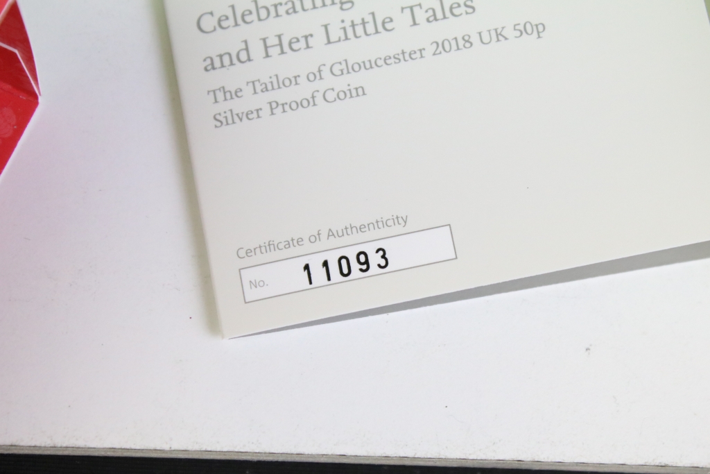 A collection of five United Kingdom Royal Mint Beatrix Potter silver proof 50p coins to include 2019 - Image 3 of 11