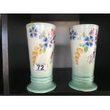 Pair of Art Deco hand painted vases