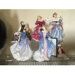 5 x Ladies of Fashion or similar Doulton figurines and 1 smaller Doulton figurine Southern Belle