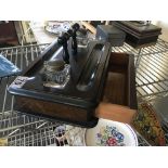 Ebony and walnut desk organiser with small drawer