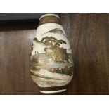 Satsuma Meji period vase landscape scene, signed to base no restoration