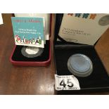 2 silver proof coins both with box and coa