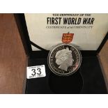 SILVER 5 ounce coin WW1 with certificate of authenticity and boxed