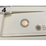 Gold coin The Royal Mint and enduring Masterpiece proof condition in original box, a 22ct