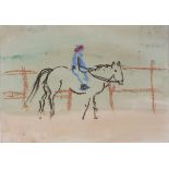 Charles HOWARD (British 1922-2007) Horse Rider, Watercolour, titled verso, 6" x 8.25" (15cm x