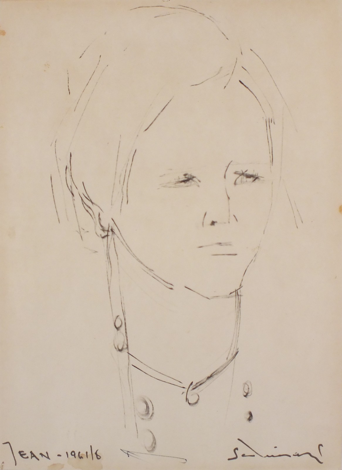 Italian School 20th Century Jean -portrait of a young woman, Pencil on paper, Indistinctly titled - Image 4 of 6