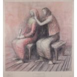 Henry MOORE (British 1898-1986 ) Two Women Seated, Coloured print, 28.5" x 26.75" (72cm x 68cm) (