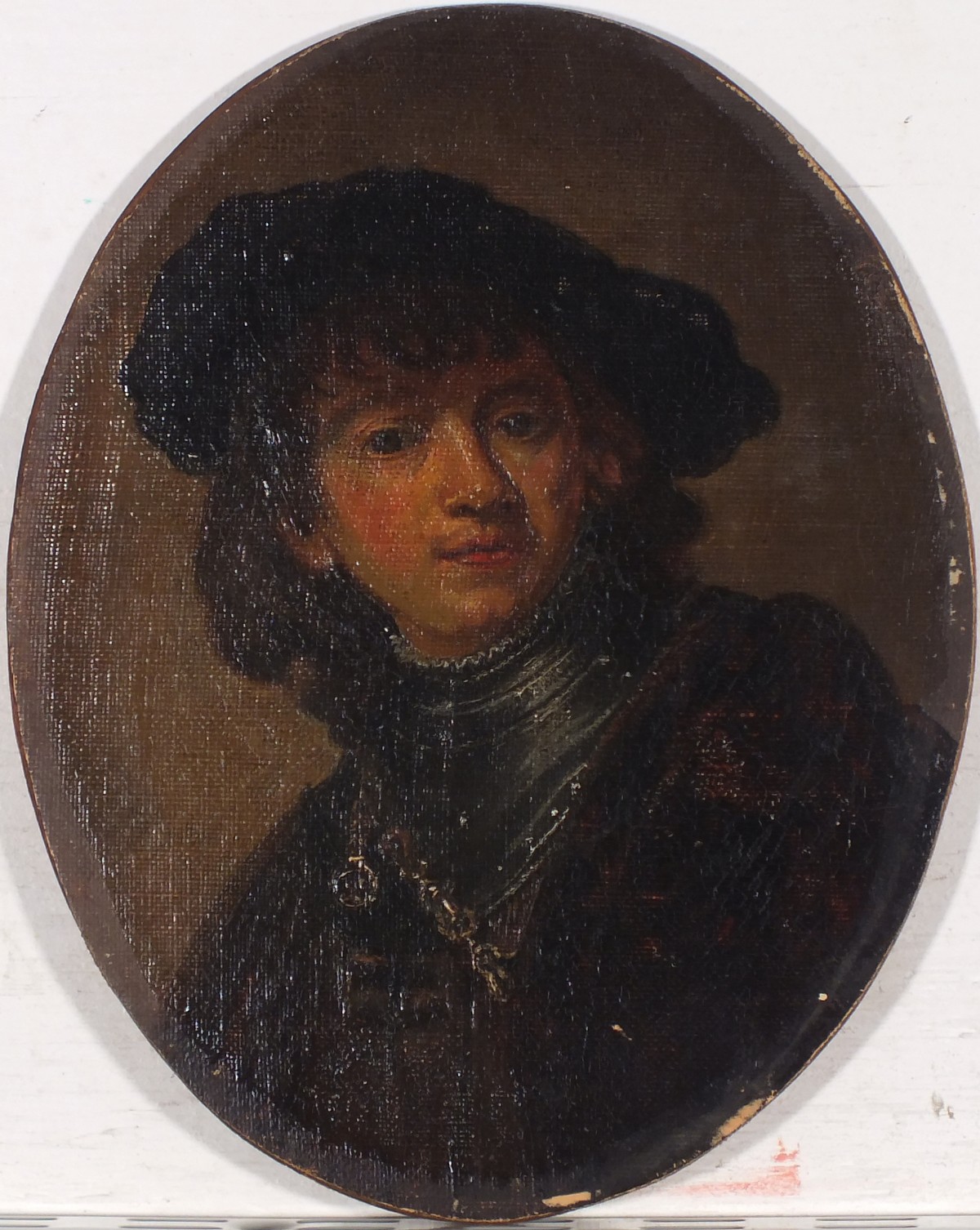 Flemish School (Mid / Late 18th Century), Portrait of a Man in a velvet beret, Oil on canvas laid on