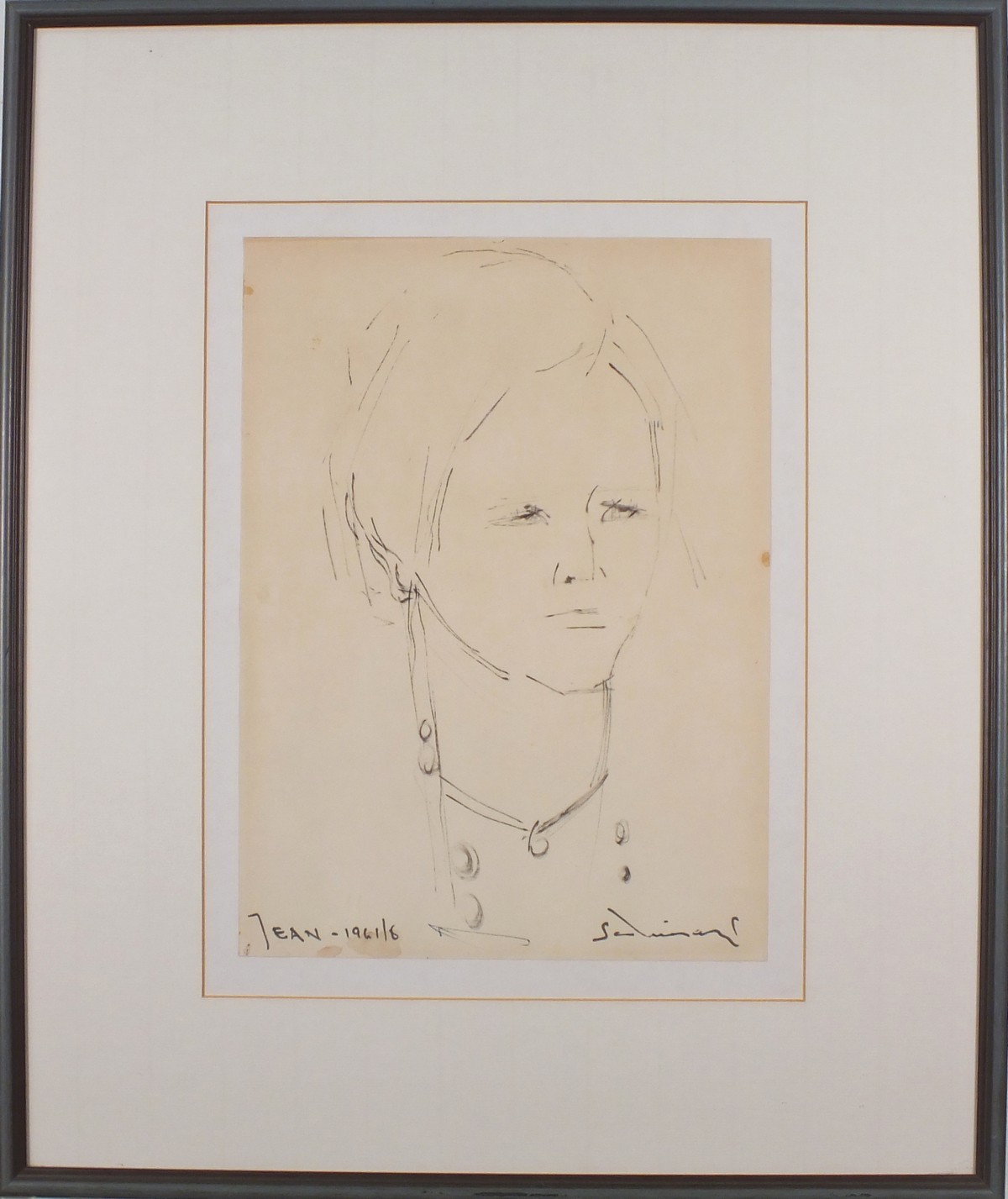 Italian School 20th Century Jean -portrait of a young woman, Pencil on paper, Indistinctly titled - Image 5 of 6