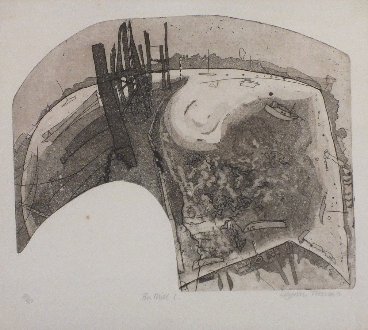 Glynn THOMAS (British b. 1946) Pin Mill I, Etching, Signed lower right, inscribed and numbered 4/50,