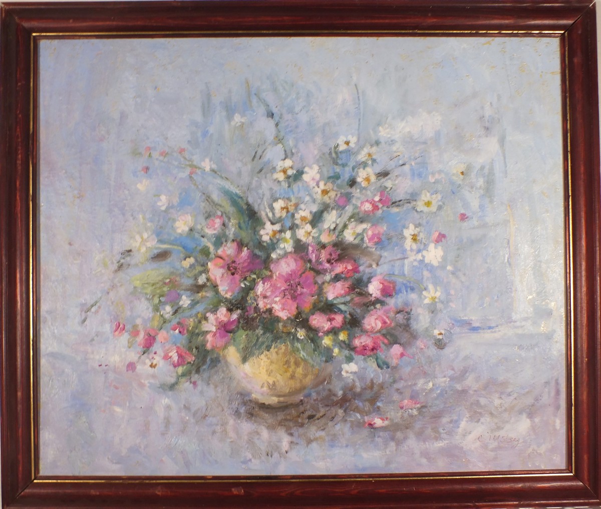 Caroline ILLSLEY-BARNETT (British b.1939) Still Life of Summer Flowers, Oil on canvas, Signed - Image 2 of 3