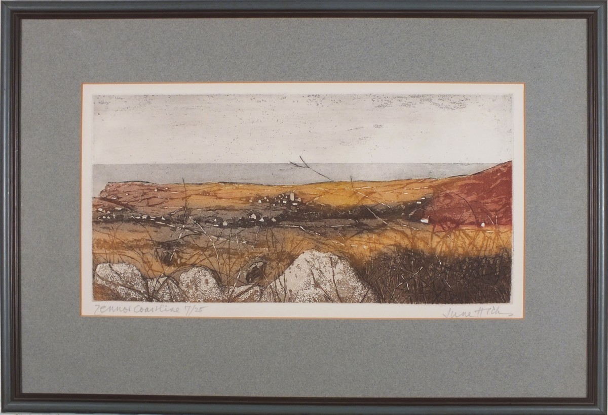 June HICKS (British b. 1935) Zennor Coastline, Etching, Signed, titled and number 17/25 in pencil to - Image 2 of 10