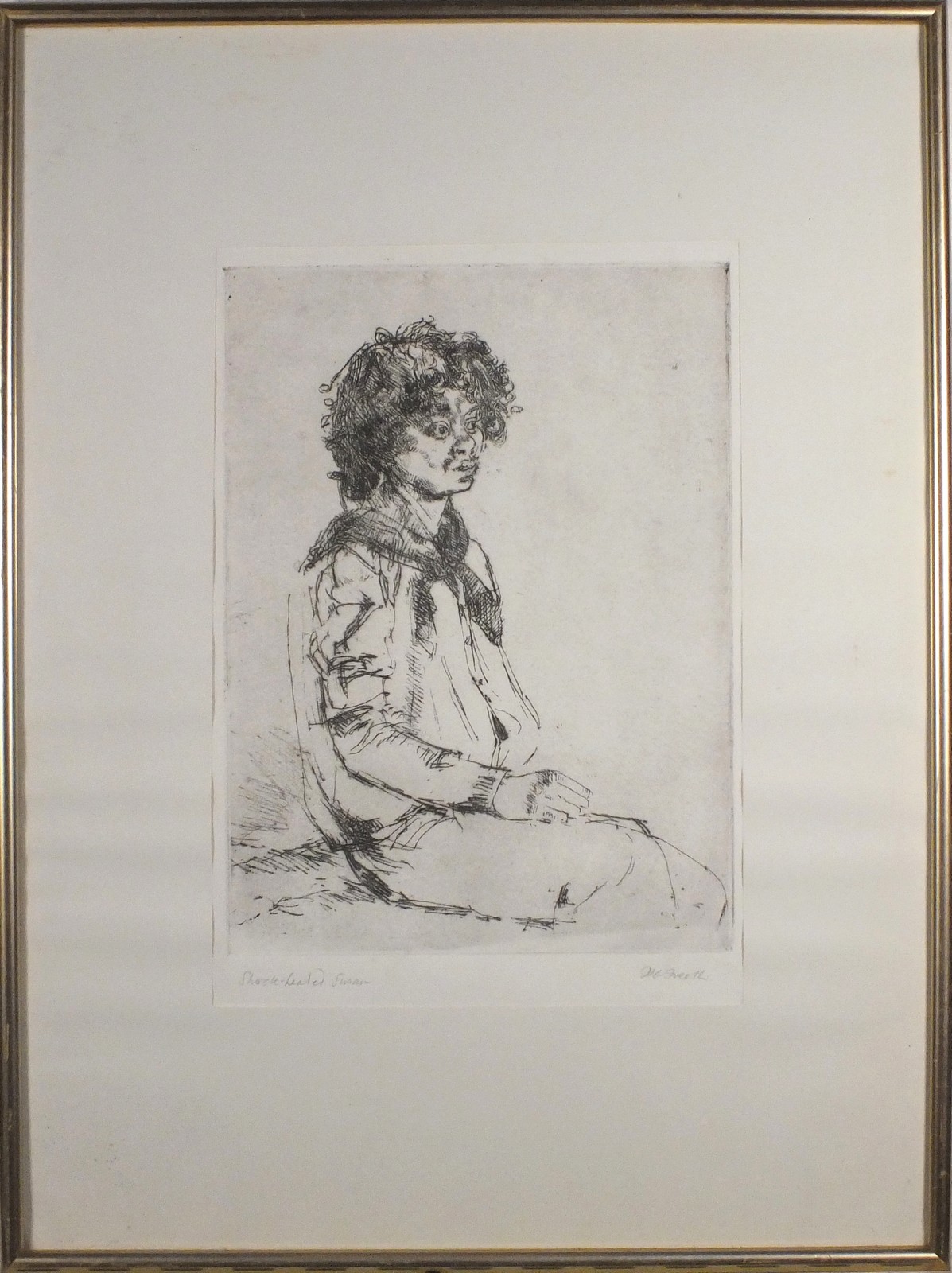 Hubert Andrew FREETH (British 1912-1986) Shockheaded Susan Etching, Signed lower right in pencil,