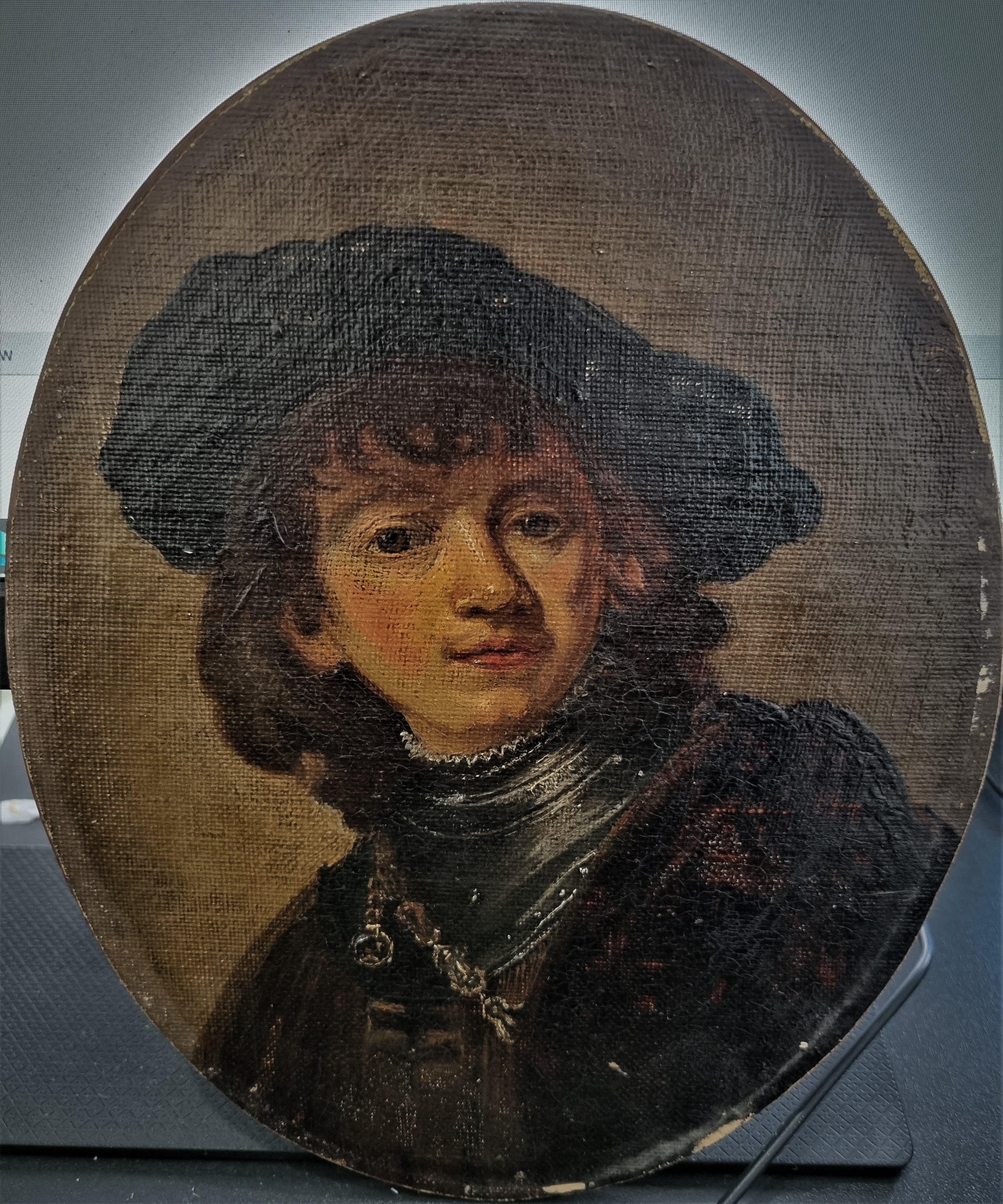 Flemish School (Mid / Late 18th Century), Portrait of a Man in a velvet beret, Oil on canvas laid on - Image 2 of 3