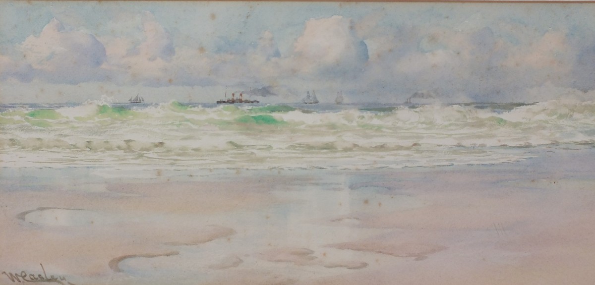 William CASLEY (British 1867-1921) Steamer and other Shipping off the Coast, Watercolour, Signed