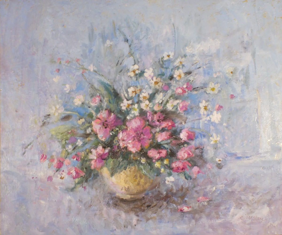 Caroline ILLSLEY-BARNETT (British b.1939) Still Life of Summer Flowers, Oil on canvas, Signed