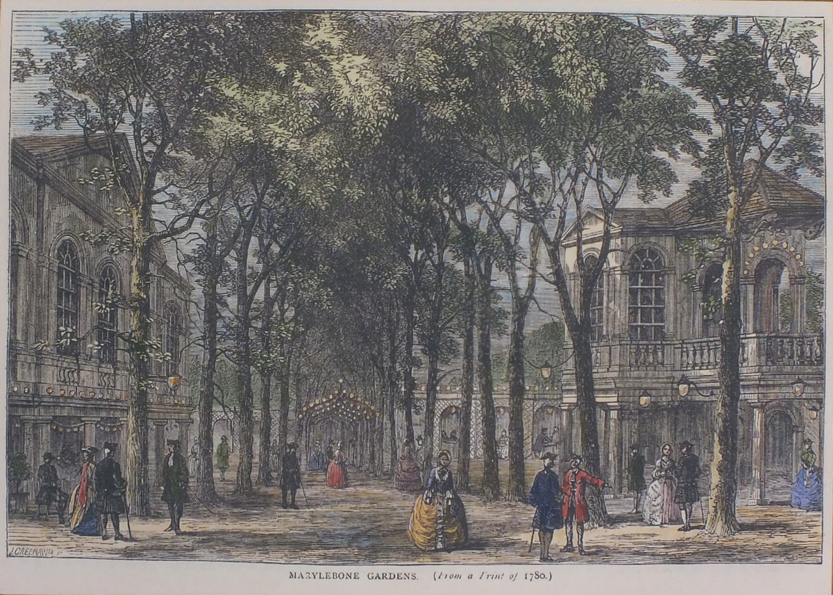 Late 19th Century, Marylebone Gardens (from a print of 1780), Print, 6.25" x 8.5" (15cm x 21cm)