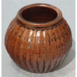 Sylvia HARDAKER, St Ives Pottery, A cut side tenmoku glazed pot, personal pottery seals to base, 3.
