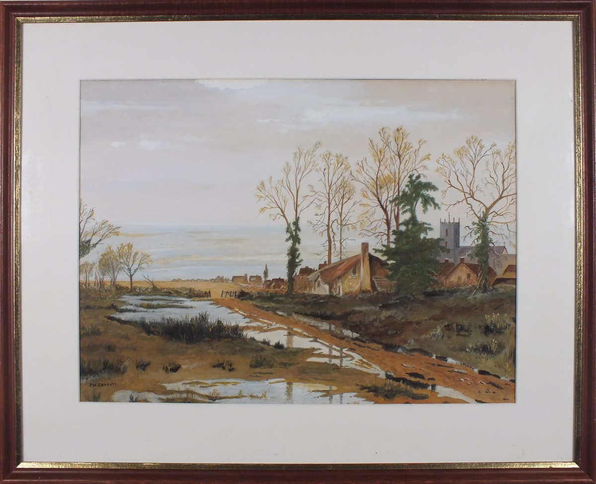 J W CAWCUTT (British 20th Century) February Fill Dyke (after Benjamin Leader), Watercolour, Signed - Image 2 of 3