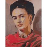 20th/21st Century, Portrait of Frida Kahlo (Mexican Artist), Coloured print, 17" x 13" (43cm x