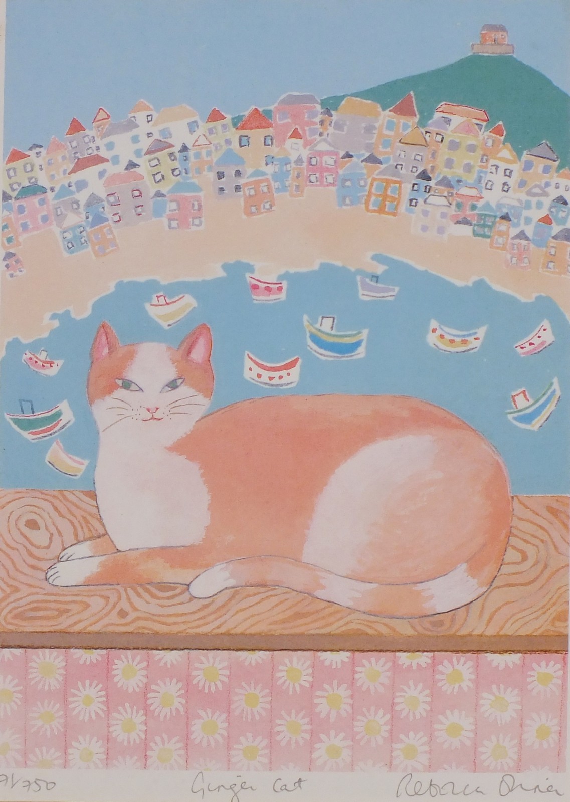 Rebecca OLINER (British b.1959) Ginger Cat, Limited edition lithograph, Signed, inscribed and