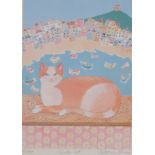 Rebecca OLINER (British b.1959) Ginger Cat, Limited edition lithograph, Signed, inscribed and