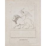 Mid 19th Century, Cupid mounted on a lion (Amorino), Etching by Alberto Thorwaldsen, 9" x 7" (22cm x