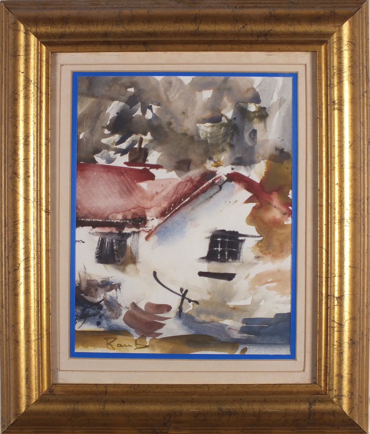 20th Century European School, Cottage Exterior, Watercolour, Signed Raub lower left, 6.5" x 5" (16cm - Image 2 of 3